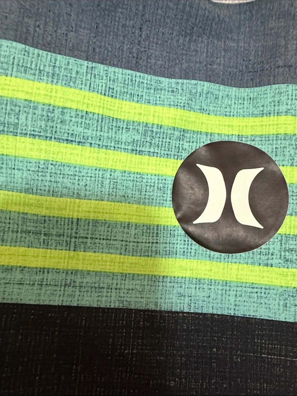 Hurley Blue & Green Striped Swim Shorts Boy’s Size 10/12